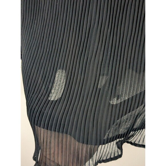 Loft Black Shear Pleated Blouse Tunic 3/4 Sleeve Ruffle Special Occasion Size XL - Picture 6 of 9